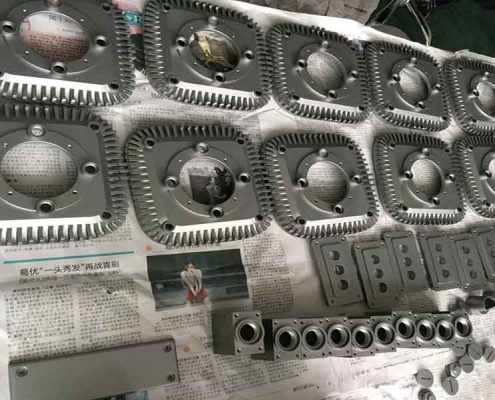Grey anodised aluminium part machined by CNC