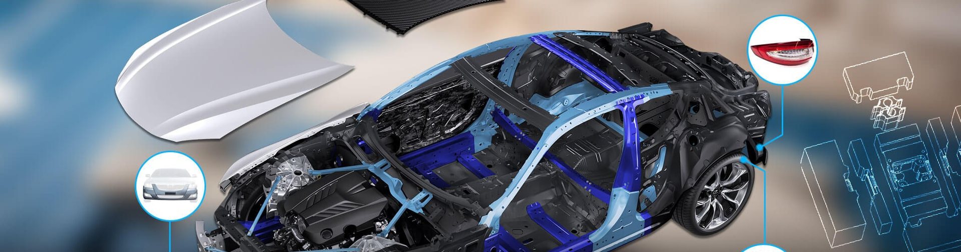 Automotive body-in-white with prototype components